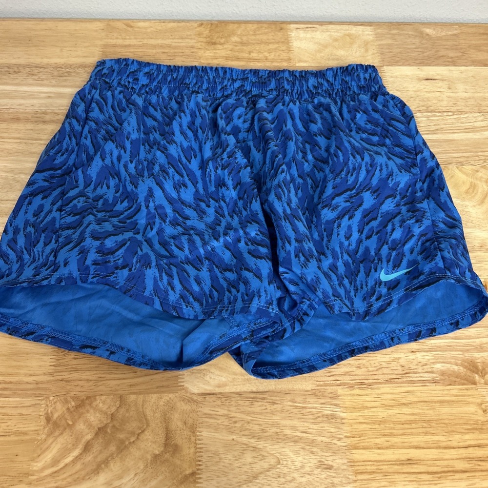 Nike Girls Animal Print Dri-Fit Athletic Shorts Blue Nike One FQ4527-435 Large